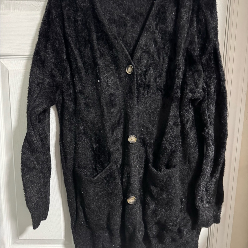 Shoe Dazzle Black Fuzzy Cardigan